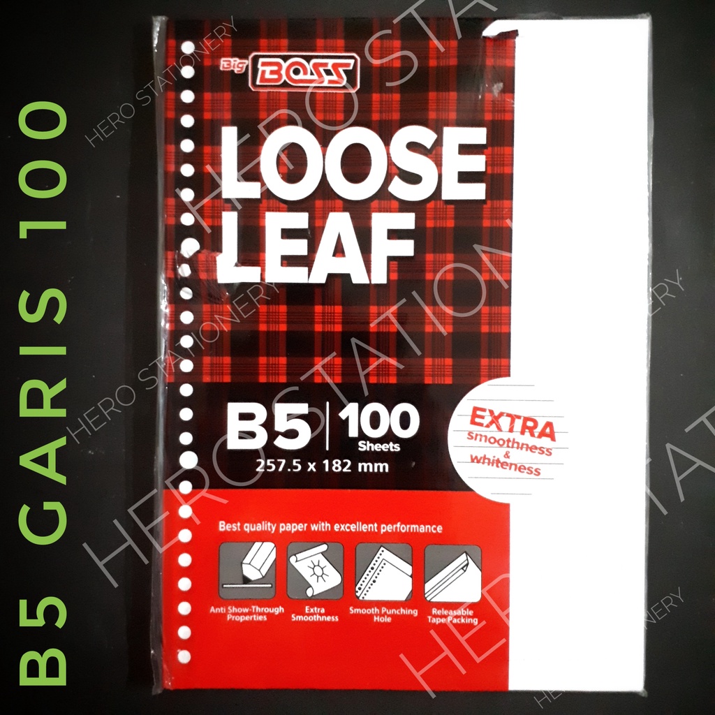 

Big boss kertas isi file loose leaf garis big boss B5 100 lembar