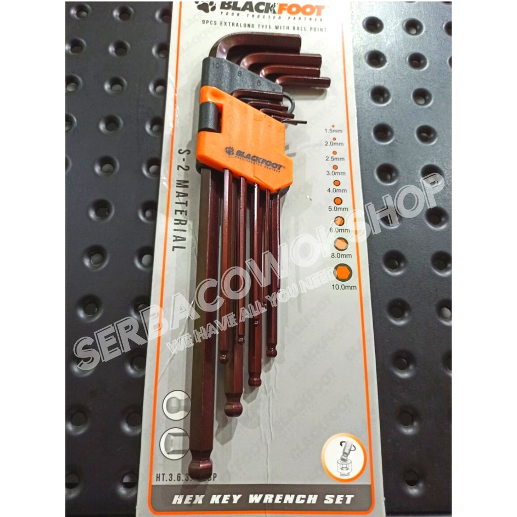 Blackfoot Kunci L Ballpoint Extra Long 9 Pcs Hex Key Wrench Set Material S2 Termurah Berkualitas