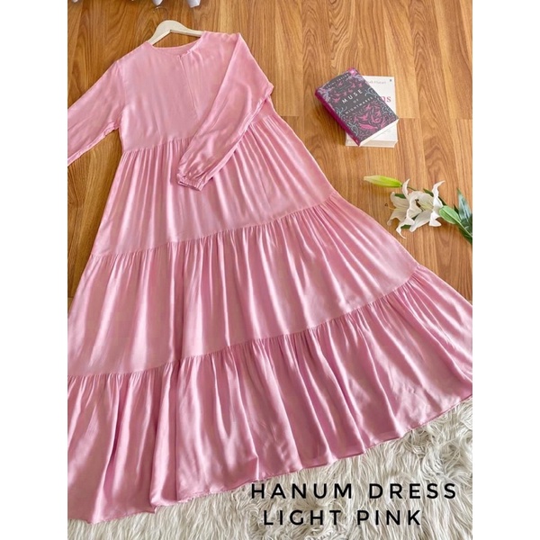 Hanum dress premium / dress polos / dress busui / gamis busui / dress rayon twill / dress hitam polos / BISACOD-LIGHT PINK