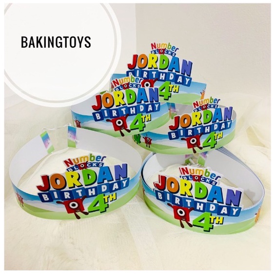 Number Blocks Topi Ulang Tahun Anak / Hiasan Kepala Birthday Party