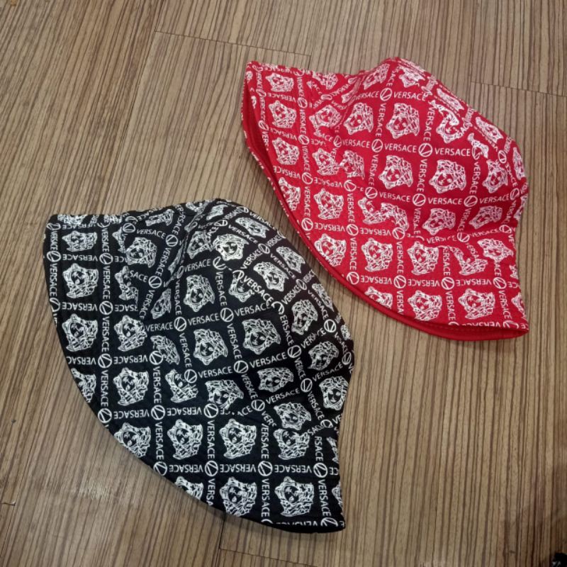 topi bucket hat versace bolak balik topi premium impor unisex