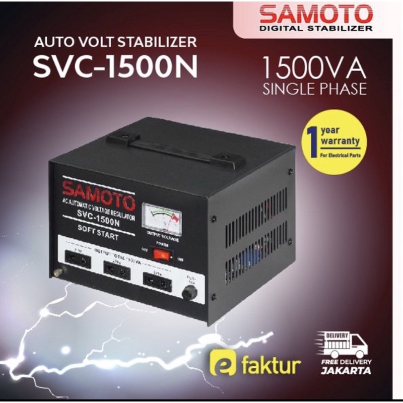 STABILIZER / STAVOLT SERVO MOTOR SAMOTO 1500VA UTK KOMPUTER, KULKAS