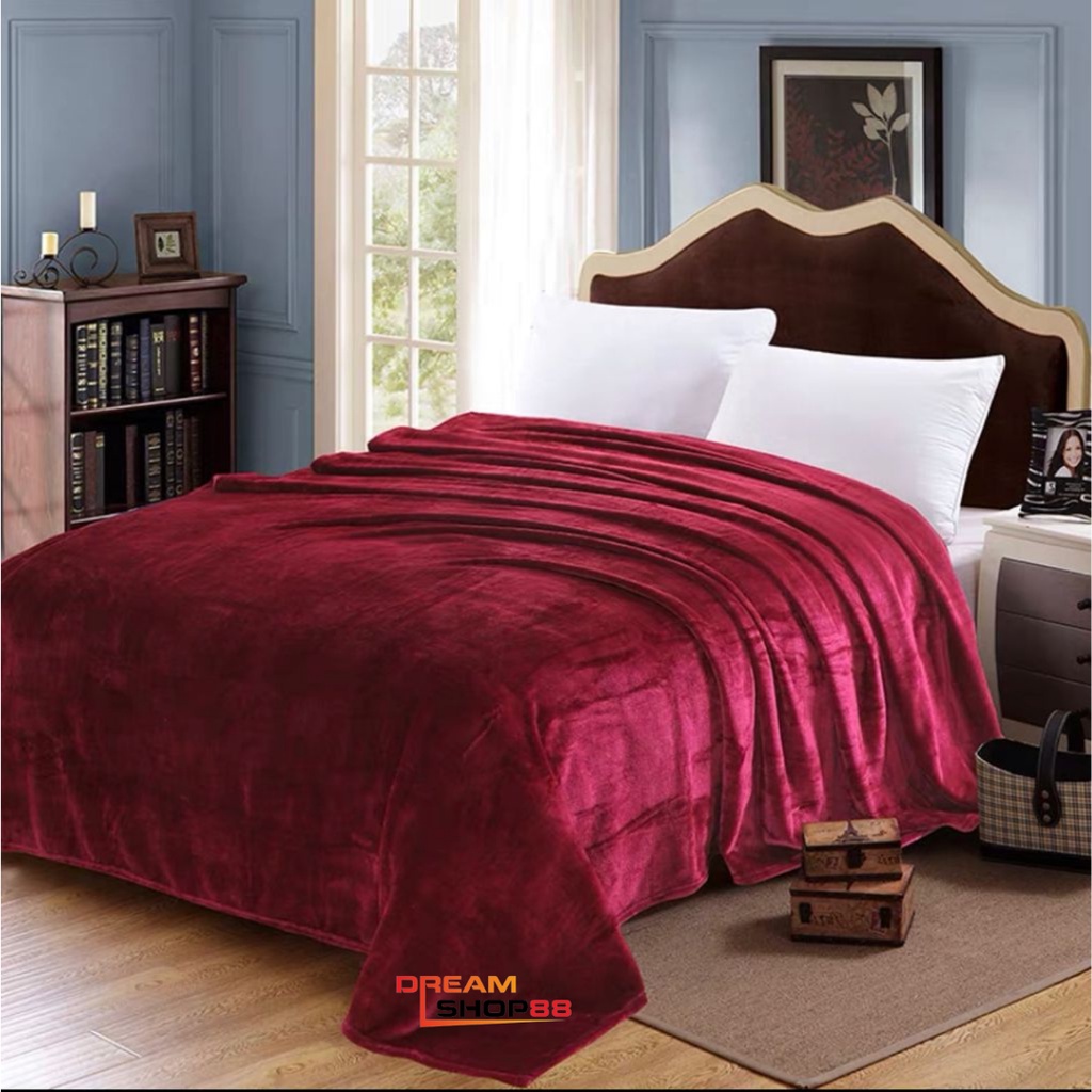 Selimut Bulu Halus Ukuran 160x200cm / Selimut Bulu Dewasa Tebal Super Lembut-maroon