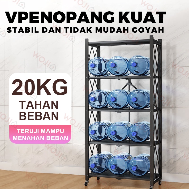 Rak Lipat Portable Tingkat Penyimpanan Dapur Serbaguna Tanpa Instalasi