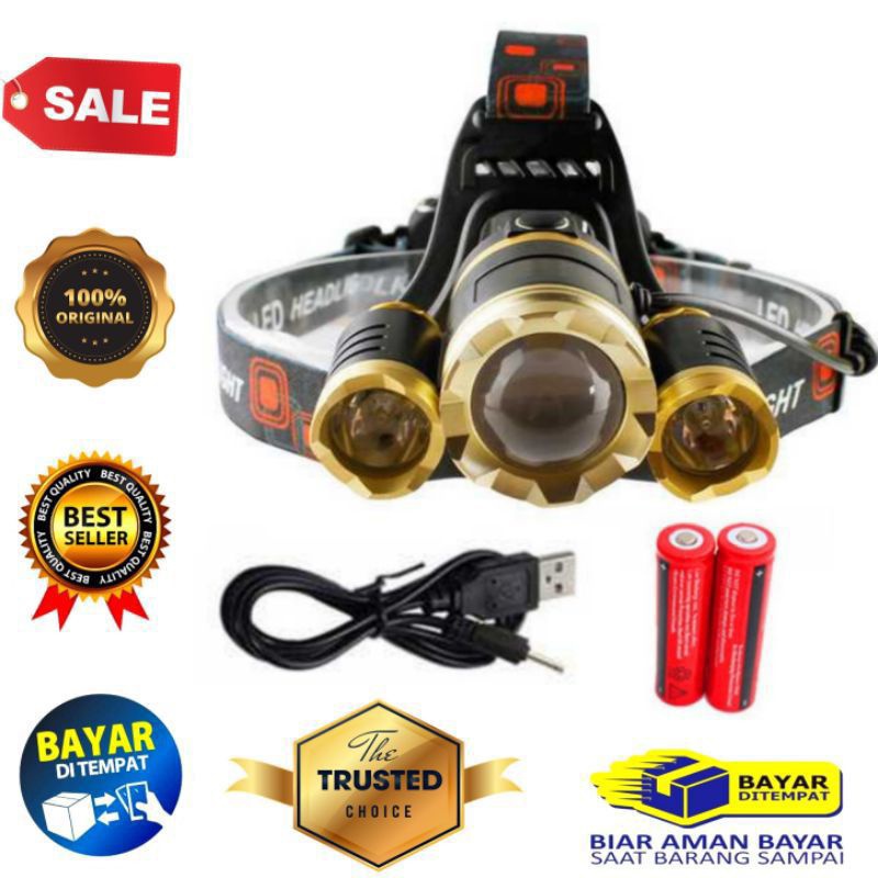 senter/sentar/Sintar/lampu kepala zoom super terang 15.000 lumens