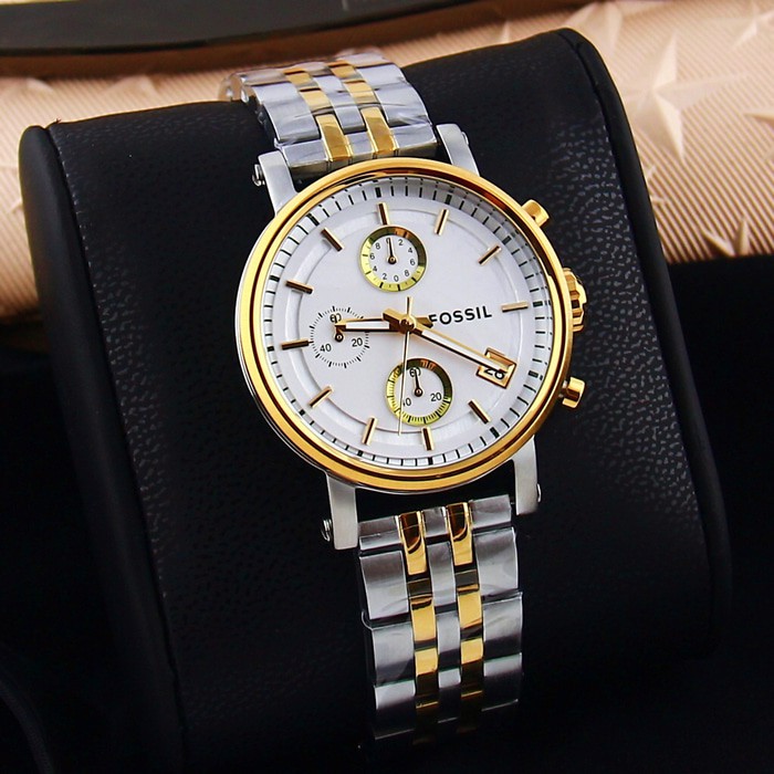 Jam Tangan Wanita Merk Fossil Boyfriend S.Steel Baterai