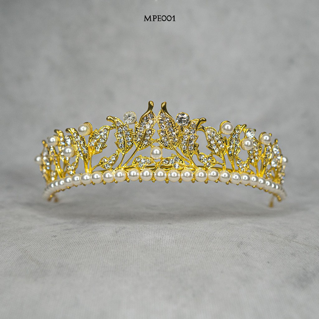 [PRODUK TERBATAS] BRIDAL CROWN AKSESORIS PENGANTIN PESTA WEDDING EMAS MPE001