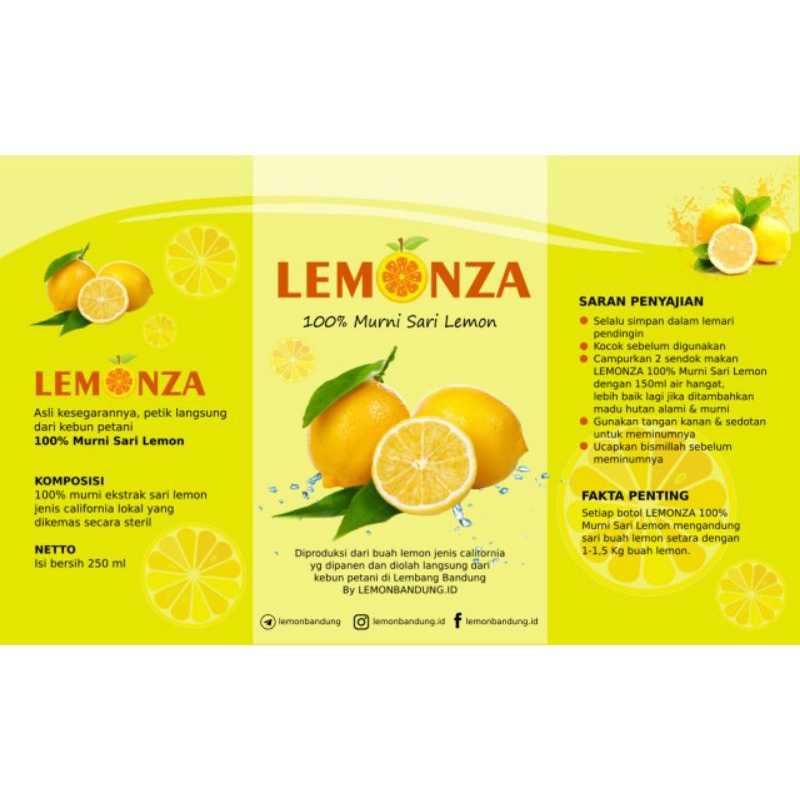 

LEMONZA 125 ml & 250 ml ~ 100% Murni Sari Lemon