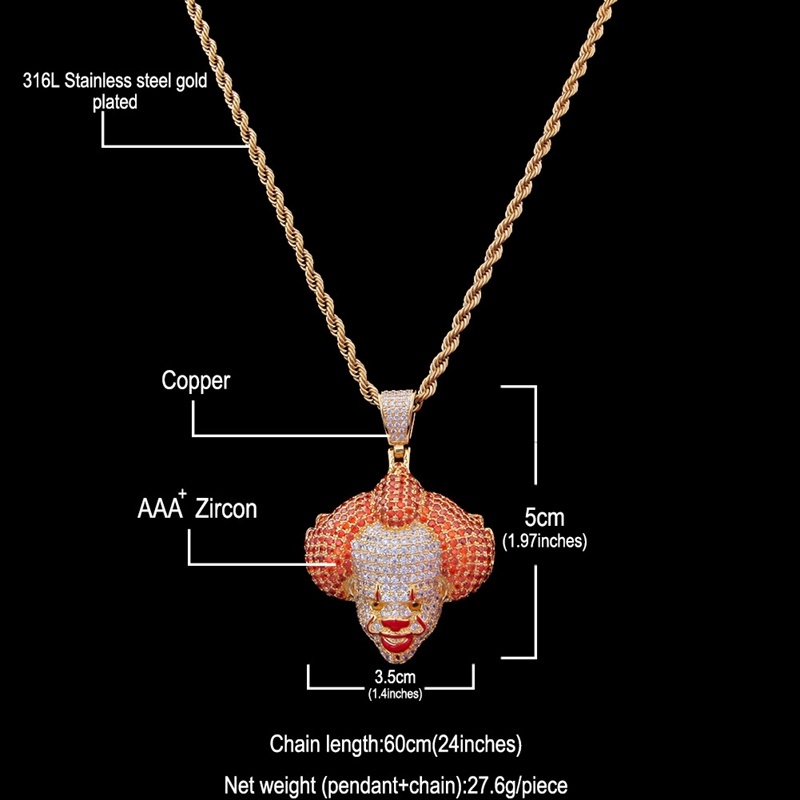 Kalung Rantai Liontin Badut Film Horror Gaya Punk Untuk Cosplayhadiah