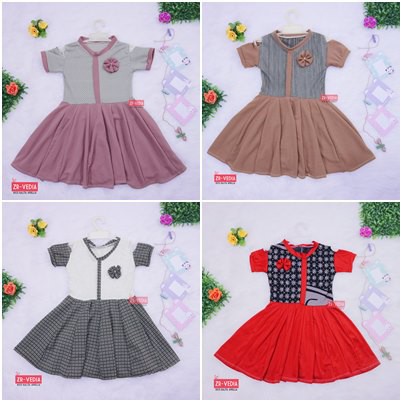 Dress Sabrina Rempel Uk 4-5 Tahun / Dres Anak Perempuan Import Murah Adem Girl Grosir Baju Rempel