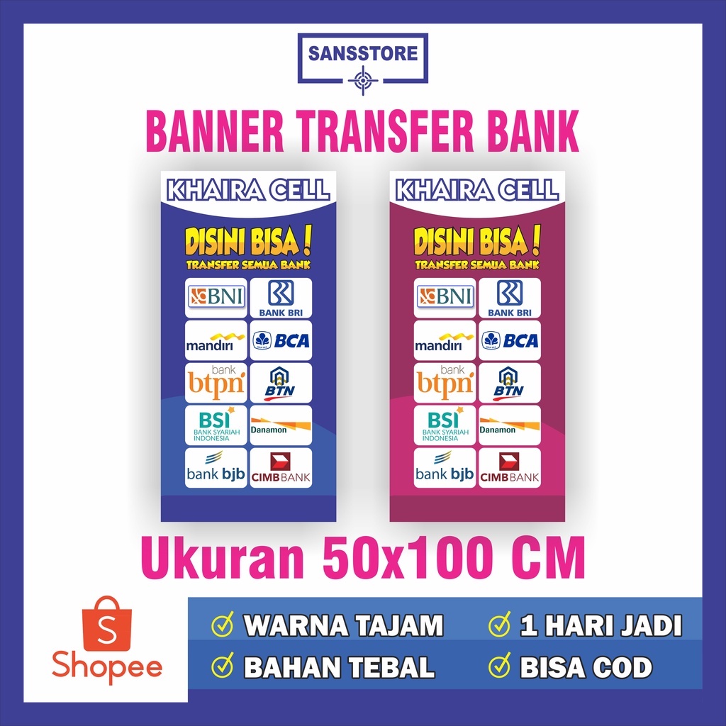 Jual BANNER TRANSFER BELI 1 DAPAT 2 ANTAR BANK BENNER BENER SPANDUK