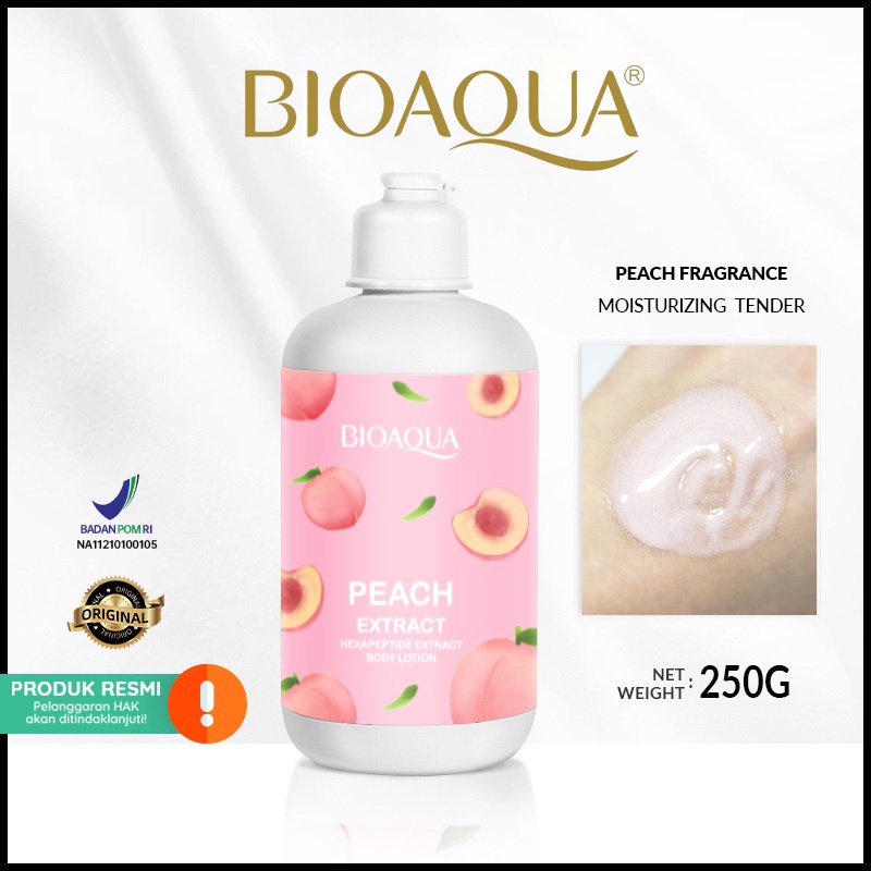 [BPOM] BIOAQUA Peach Extract Body Cream Hexapeptide Extract Body lotion 250g