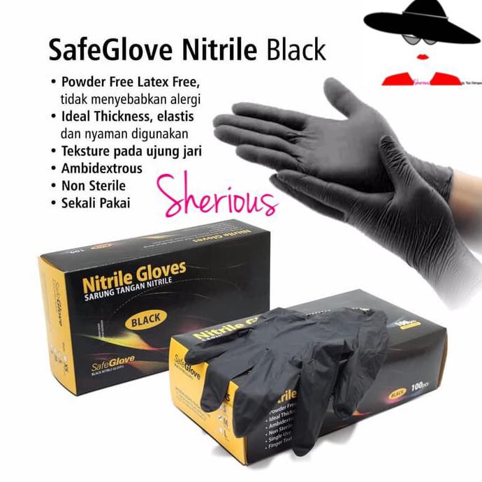 Safe Gloves Nitrile Black Sarung Tangan Nitrile Hitam Shopee Indonesia