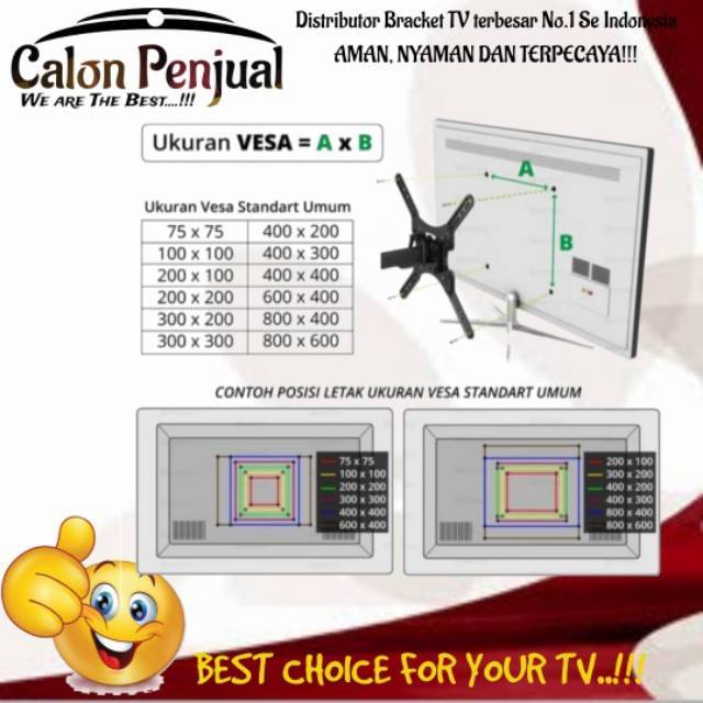 BRACKET TV LED 43 40 32 29 24 21 17 inch  17&quot; s/d 43&quot; Universal Bracket KOKOH &amp; BERKUALITAS bracket braket breket briket breaket brecket bricket