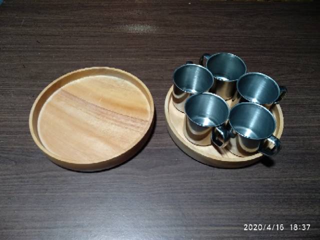 Baki Kayu Bulat / Nampan Kayu / Tray Kayu / Round Tray Diameter 20 cm