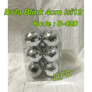 Aksesoris Natal / Ornamen Natal / ( Bola Blink Silver 4cm ) Bola Natal