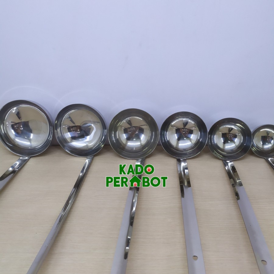 irus stainless jumbo 45 cm - centong kuah bakso panjang - sendok panci