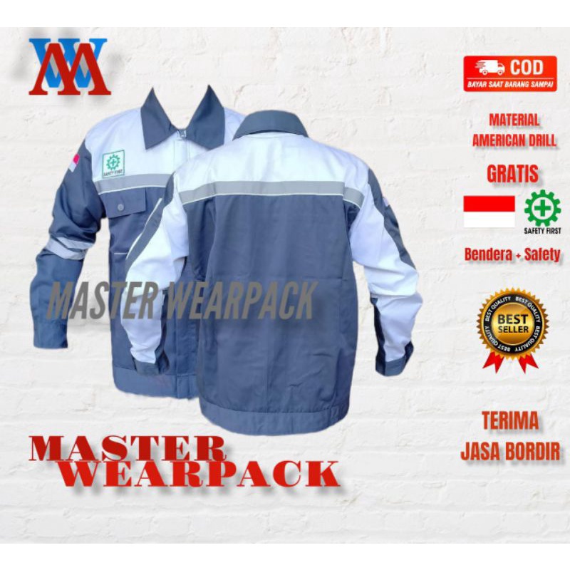 Wearpack Atasan/Kemeja Safety/Kemeja Kerja Warna ABU PUTIH