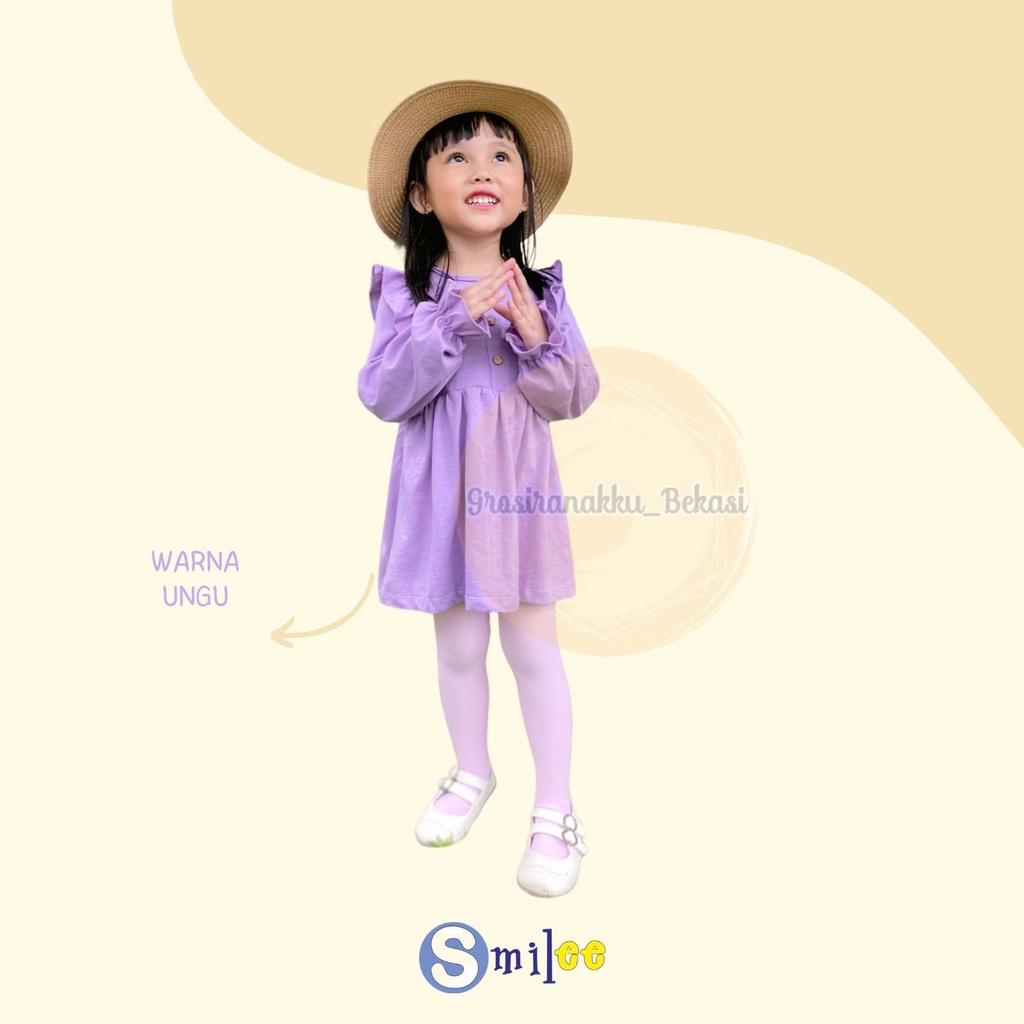 Tunik Anak Kaos Smilee Hamida Warna Ungu Size 1-5Tahun