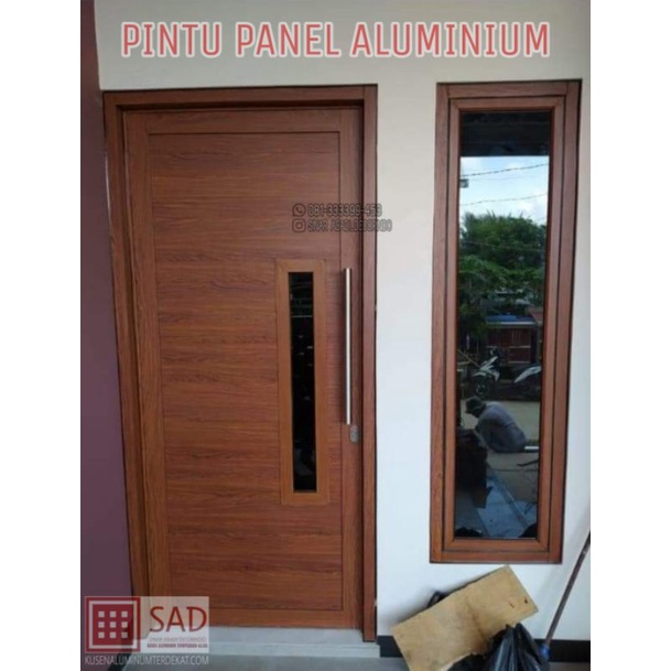 pintu aluminium panel serat kayu