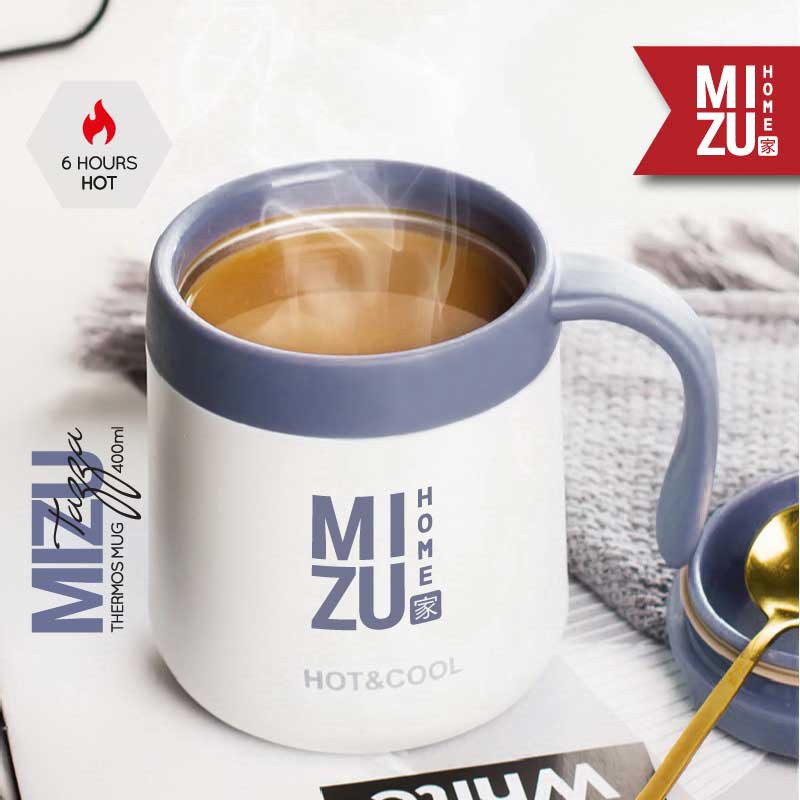 MIZU TAZZA Thermos Mug 400ml Hot & Cold Drinks 304 Stainless Steel Tumbler Cangkir Termos Stenles-1