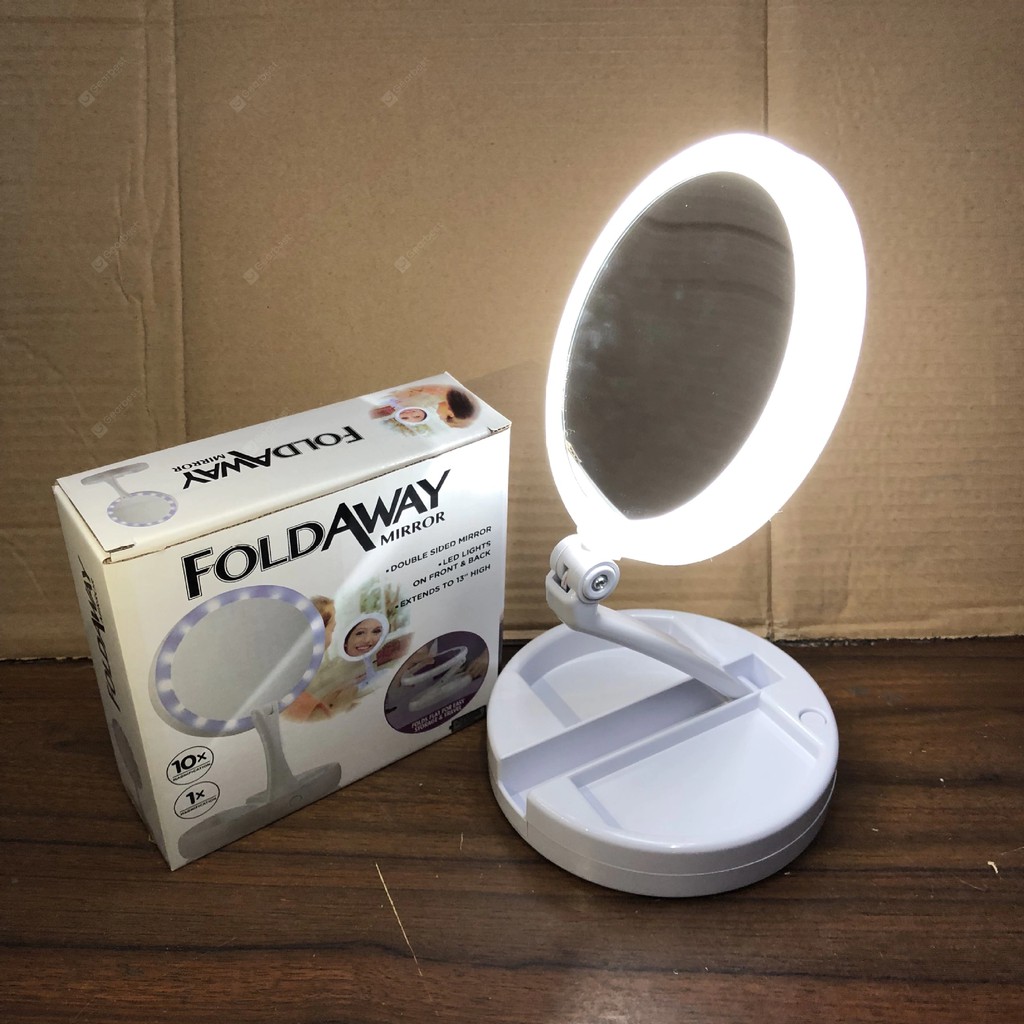 [COD] CERMIN LAMPU LED LIPAT Mirror Portable Kaca Rias Dua Sisi Usb Baterai Makeup Kosmetik