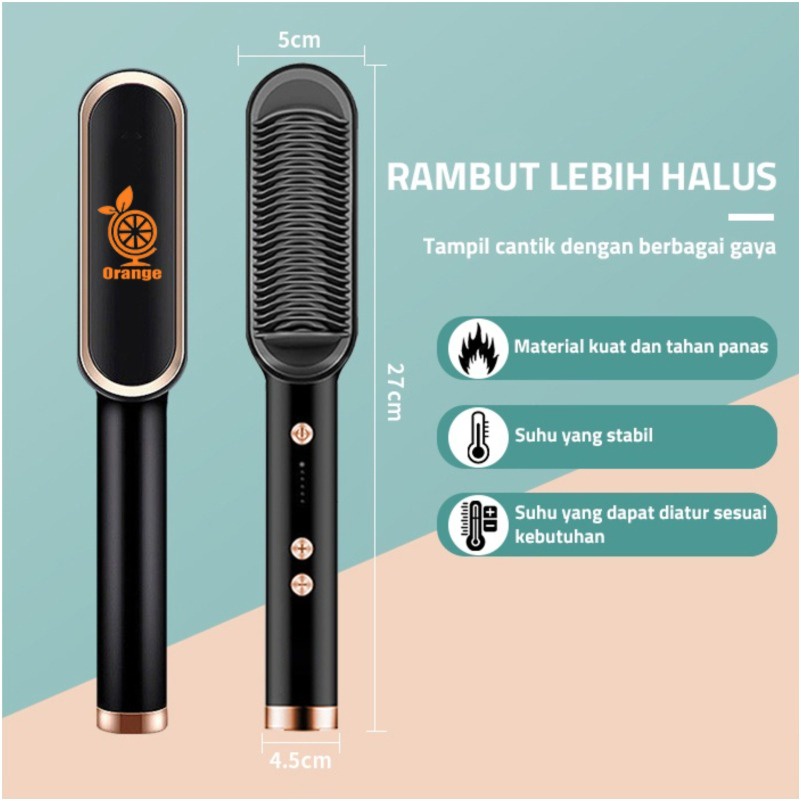 Catok Sisir Pelurus Rambut Hair Listrik Straightener Curler 2 in 1 Suhu Mudah Diatur WD