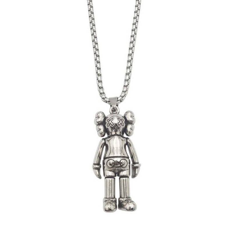 Kaws Sesame Street boneka titanium steel necklace Jepang in fashion merek hip hop laki-laki cool dis