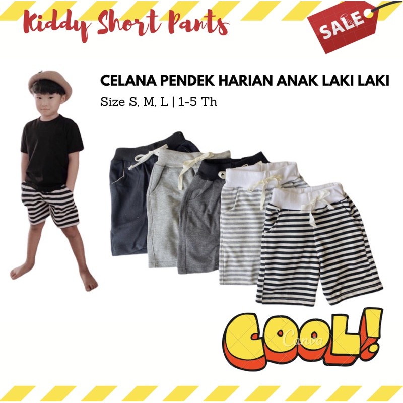 Kiddy Short Pants Celana Pendek Harian Anak Laki Laki Premium / Celana Pendek Anak Cowok 5 Th Murah