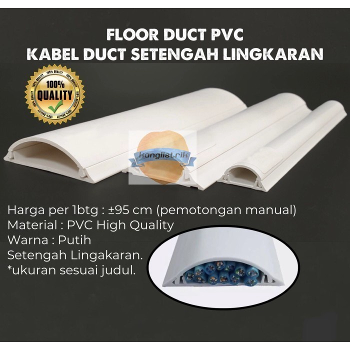 FLOOR DUCT KABEL DUCT LANTAI OVAL 90X25 MM PVC PUTIH.
