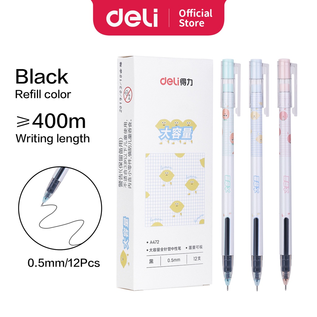 

Deli Gel Pen Pulpen Gel warna Hitam 0.5mm A472
