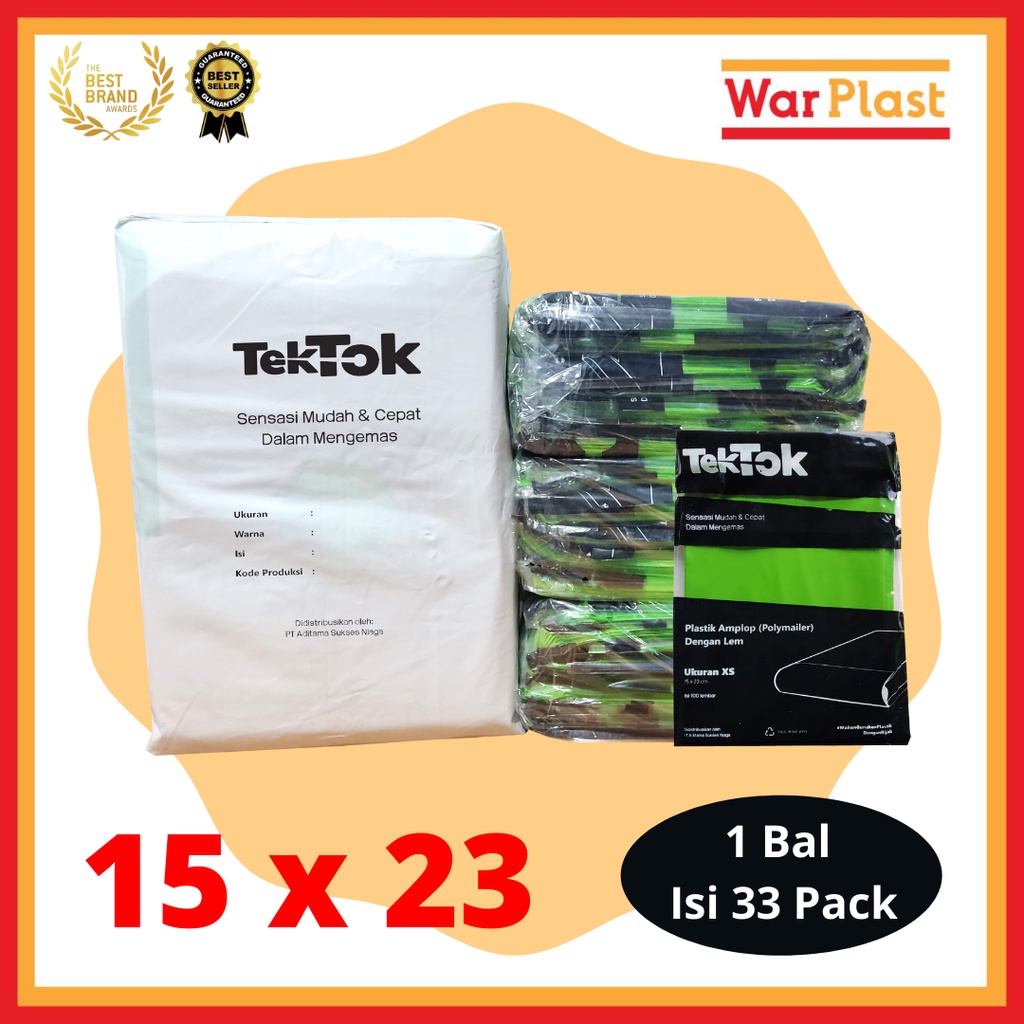 Plastik Polymailer Amplop Plastik Packing TekTok - Uk XS 15x23 - Hijau