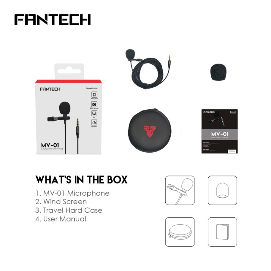 Fantech Mic Clip On MV01 Lavalier Microphone