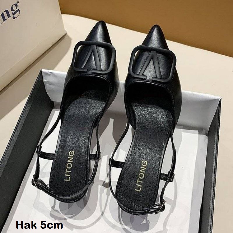 7cm 5cm AGI40666 Heels Wanita Fashion Import VD Hak 5cm Tali Belakang Ready Jakarta Bisa COD (With Box)