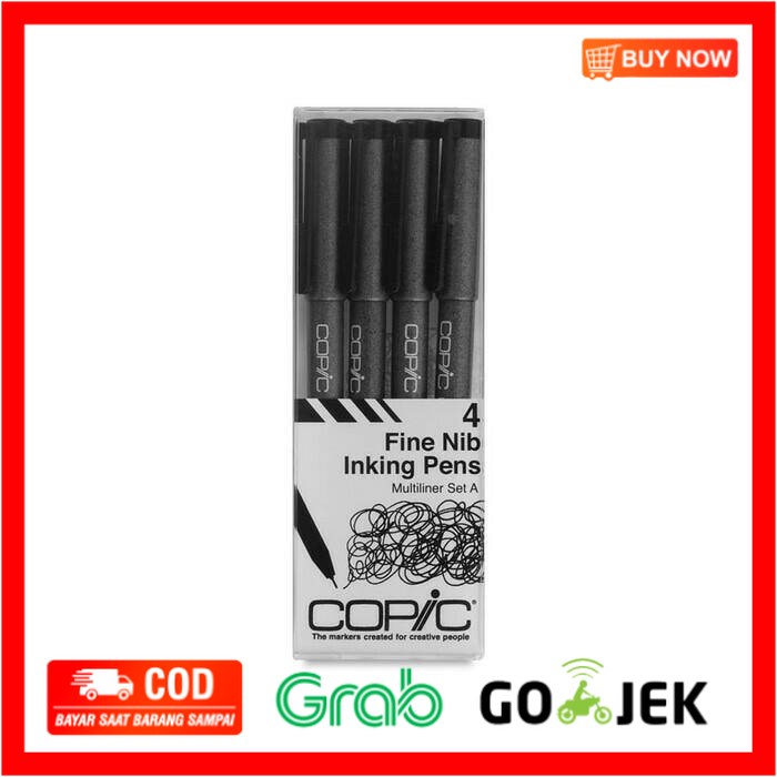 

(BISA COD) COPIC multiliner Fine Nib Inking Pen Set A-Black