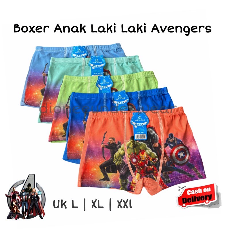 Celana Dalam CD Boxer Anak Laki Laki Cowok Avengers Bahan Katun Adem Import / Boxer Anak Cowok