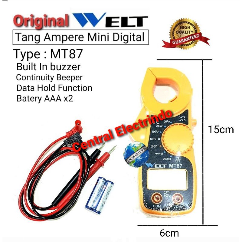 Tang Ampere Clamp Meter Digital Mini MT87 WELT.