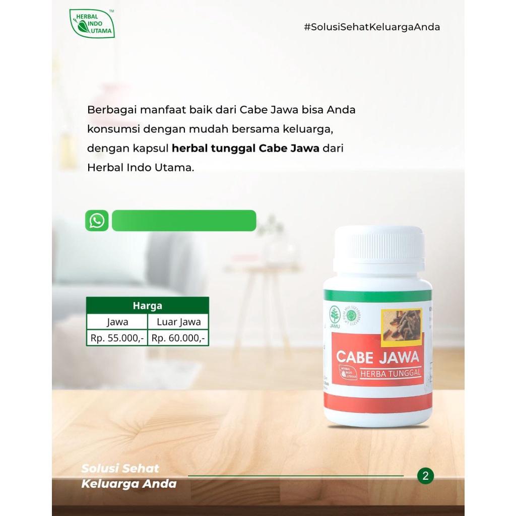 

Kapsul Cabe Jawa Herbal Indo Utama Original, Mengatasi Nyeri sendi dan menambah stamina