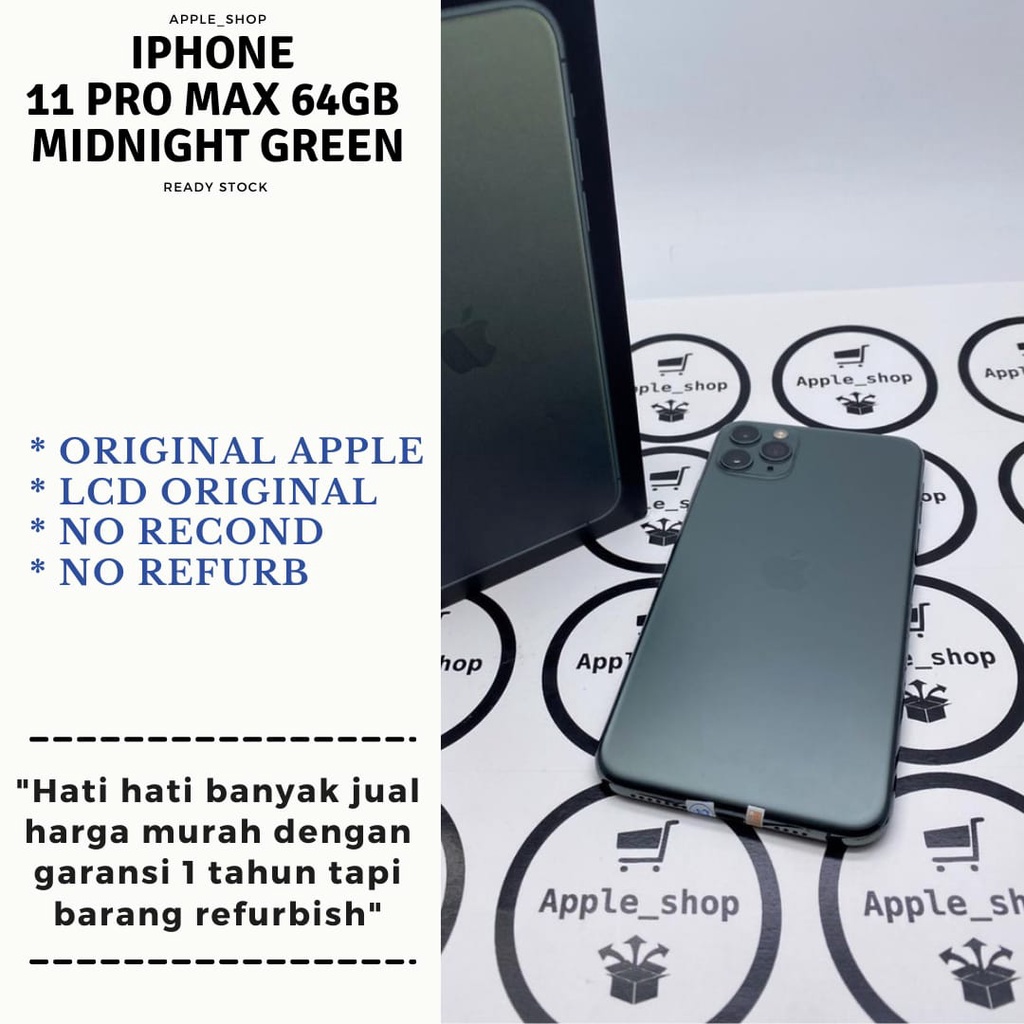 iphone 11 pro max 64gb midnight green Lcd Original Mulus Original Bukan Refurbish / Rekondisi