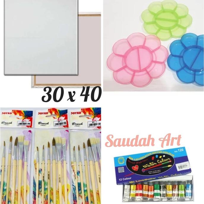

Paket Kanvas Lukis (kanvas 30x40,kuas,palet,cat air)