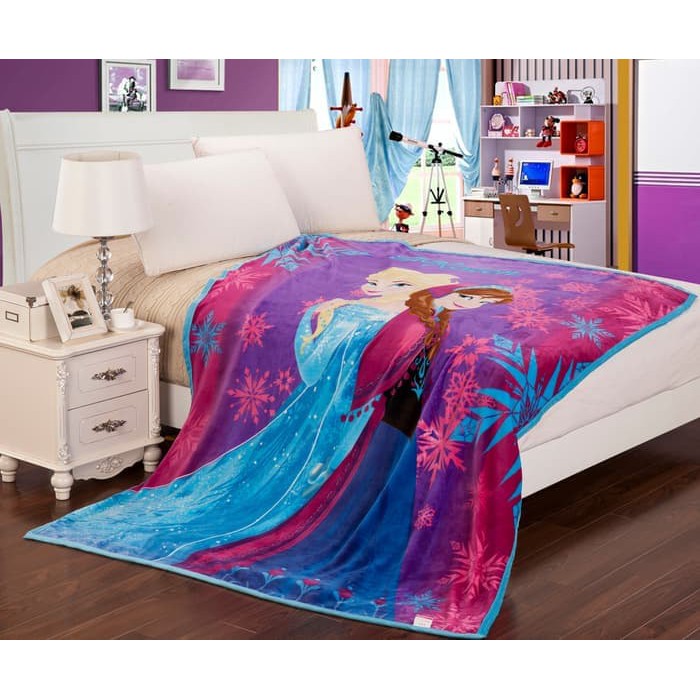selimut bulu motif frozen ukuran 150 x 200