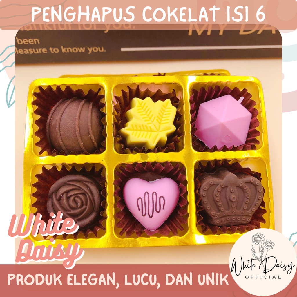 

penghapus cokelat premium isi 6 chocolate erasser bentuk coklat manis dessert