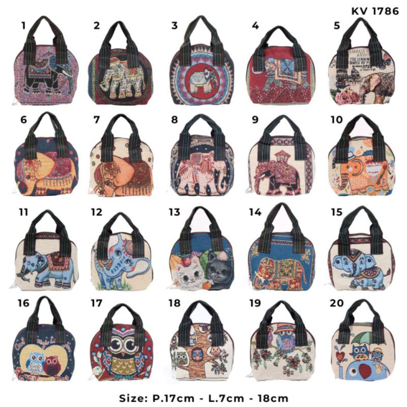 Handbag Owl Canvas / Tas Kanvas Import Bangkok