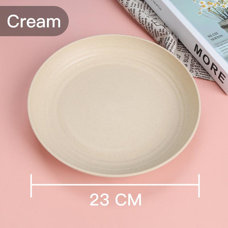 ❤ READY STOCK❤Piring Makan Saji |14.5、 20 、23 dan 25 cm Round Plate Piring Saji | Ramah Lingkungan | Biodegradable-23cm-Cream