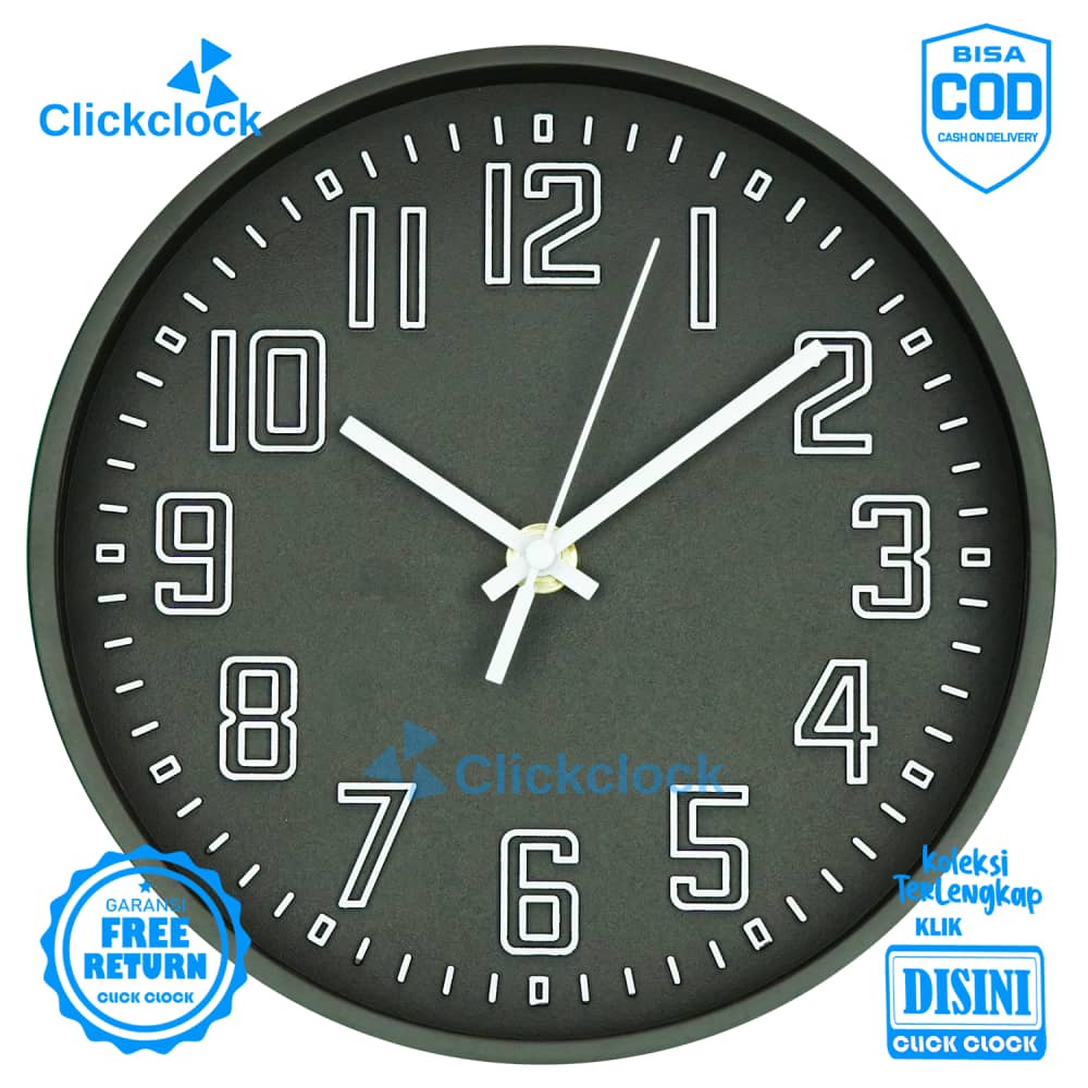 Jam Dinding Quartz Minimalis Dark Brown Alari GD-9854ZI Besar Hiasan Dinding Murah