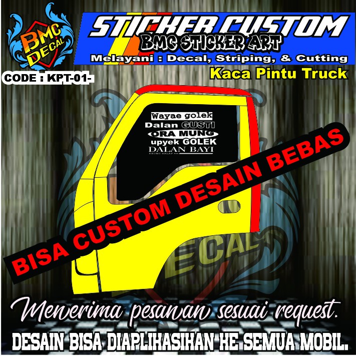 Jual Sticker Cutting Kaca Pintu Truck All Varian Desain Custom Bebas Kst Sticker Truck