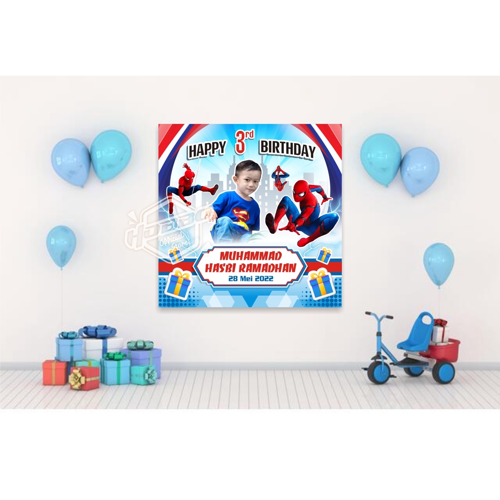 2x2,5 m - Banner ulang tahun - Spanduk Ultah - Birthday Backdrop Custom Karakter & foto Anak