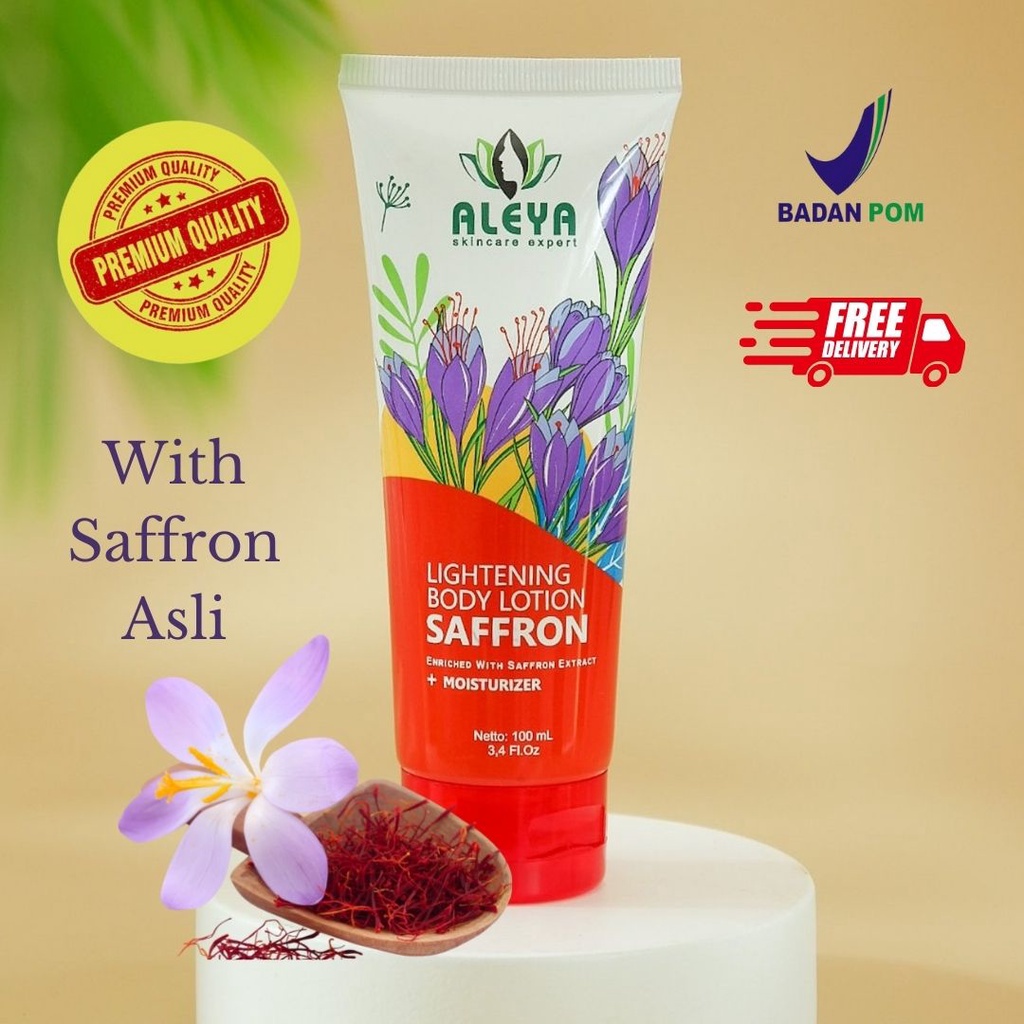 Lotion Saffron | [100ml/BPOM] Aleya Lotion Saffron | Aleya Hand Body Pemutih | Lotion Pemutih Badan 
