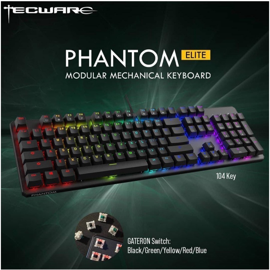 Tecware Phantom Elite 104 Gateron Yellow/Blue/Red/Black/Green Switches