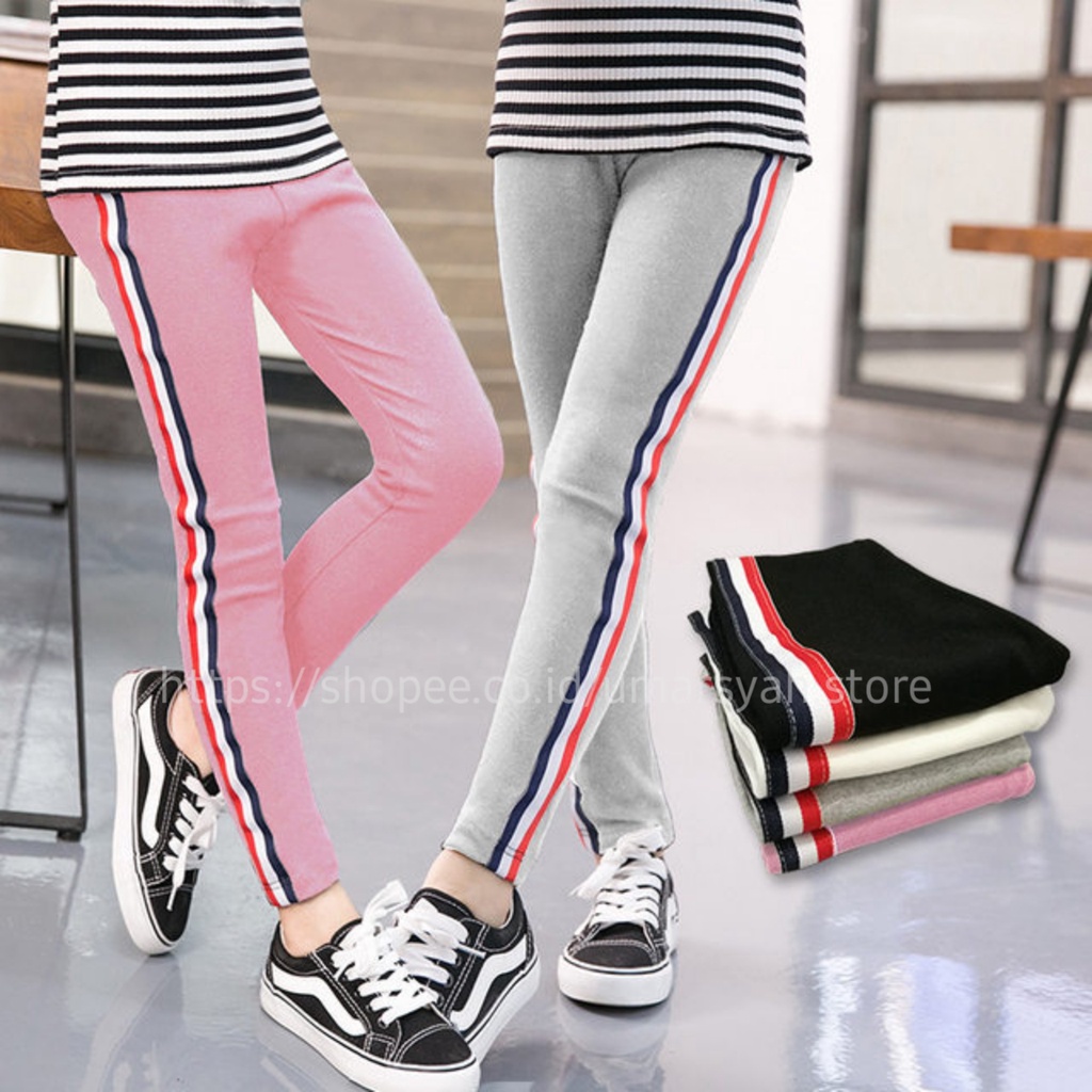 Celana Legging List Stipe Anak Perempuan Bahan Jersey 8 -12 Tahun List Random - Leging anak Stripe - Legging Anak -Leging Anak - Lejing Anak - Celana Legging Anak Perempuan